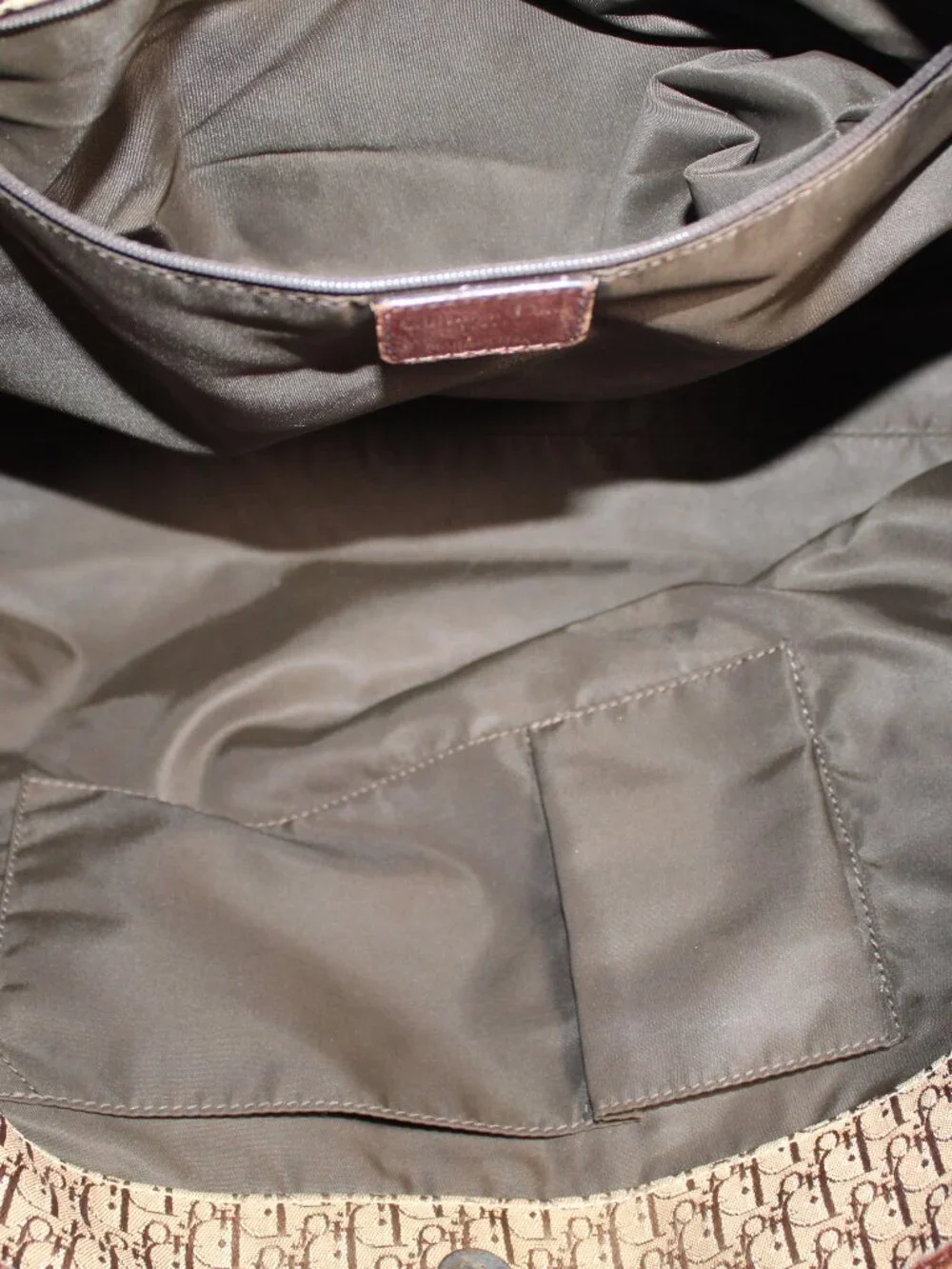 Christian Dior Vintage Trotter Canvas Tote Monogram  Brown Buckle Shoulder Bag